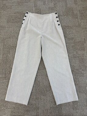 Ann Taylor Grey Sailor Side Button Pants, size 14